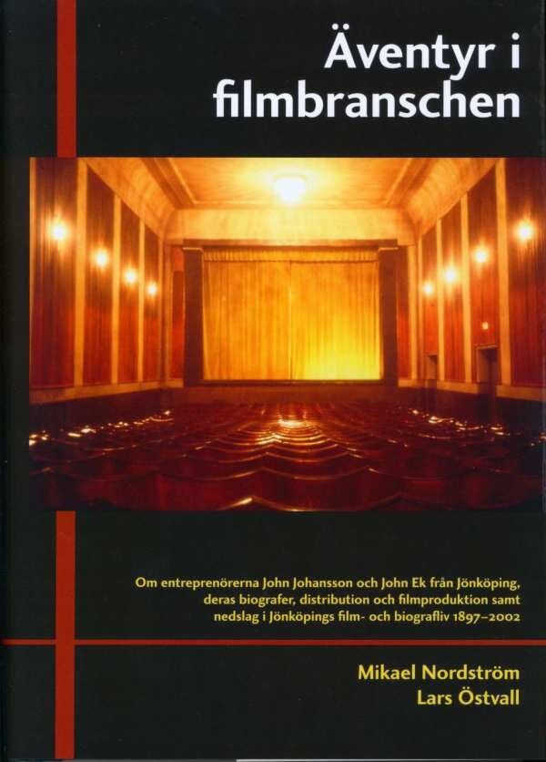 Bokomslag föreställande en gammal biografsalong. I mitten av bilden ett draperi. Framför draperiet rader av stolar. På väggarna dämpat gult ljus.